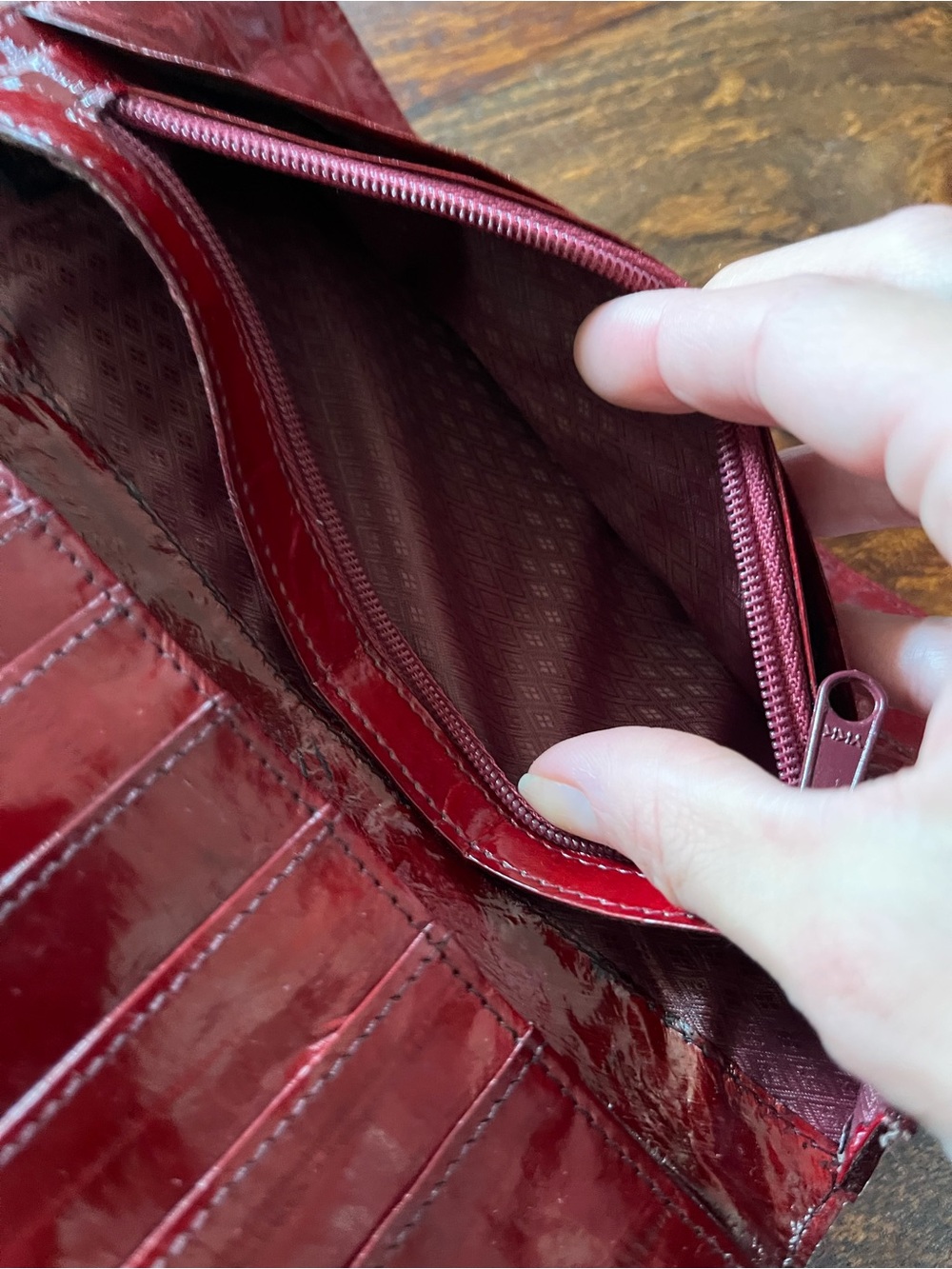 Vintage Eel Skin Wallet Red Bifold Long Exotic Leather Genuine Clutch Retro - Picture 9 of 15